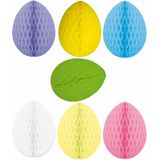 7x stuks hangende gekleurde paaseieren van papier 10 cm - Paas/pasen thema decoraties/versieringen - Honeycombs