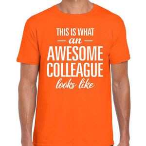 Awesome Colleague tekst t-shirt oranje heren - heren fun tekst shirt oranje