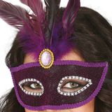 Fiestas Guirca Verkleed oogmasker Venitiaans - paars met veren - volwassenen - Carnaval/gemaskerd bal
