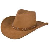 Carnaval verkleedset cowboyhoed Paco bruin - met rode hals zakdoek - voor volwassenen