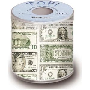 3x stuks dollar geld biljetten fun toiletpapier 3-laags papier - Cadeau artikel