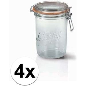Le Parfait Weckpotten/inmaakpotten - 4x - met klepdeksel - 1 liter