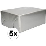 5x Inpakpapier zilver 70 x 200 cm - kadopapier / cadeaupapier