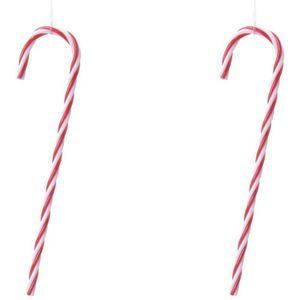 2x Kerstboomdecoratie rode/witte zuurstok hangers 13 cm - kerstboomversiering - kerstdecoratie
