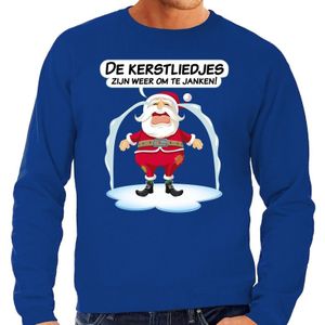 Foute Kersttrui / sweater - de kerstliedjes zijn weer om te janken - Haat aan kerstmuziek / kerstliedjes - blauw - heren - kerstkleding / kerst outfit
