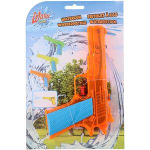 1x Waterpistolen/waterpistool oranje klein van 18 cm kinderspeelgoed - waterspeelgoed van kunststof