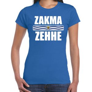Zakma zehhe met vlag Zeeland t-shirt blauw dames - Zeeuws dialect cadeau shirt