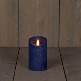 2x Donkerblauwe LED kaars / stompkaars 12,5 cm - Luxe kaarsen op batterijen met bewegende vlam