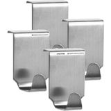 4x Zilveren handdoekhaken voor keukenkastjes 6 cm - Zeller - Woonaccessoires - Keukenbenodigdheden - Handdoekenhaken - Theedoekenhaken - Keukenhaakjes
