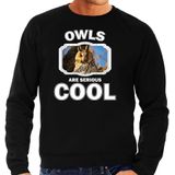 Dieren uilen sweater zwart heren - owls are serious cool trui - cadeau sweater ransuil/ uilen liefhebber