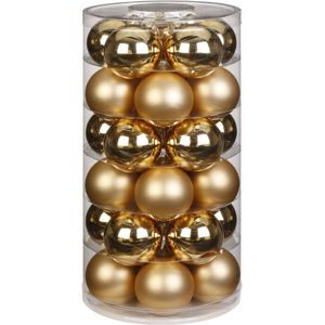 30x stuks glazen kerstballen goud 6 cm glans en mat - Kerstboomversiering/kerstversiering