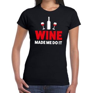 Wine made me do it drank fun t-shirt zwart voor dames - Wijn alcohol drank shirt/kleding