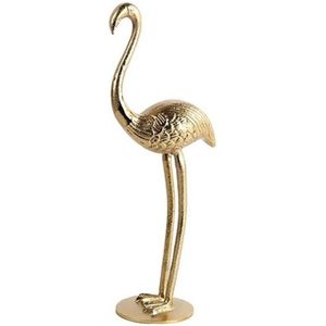 Countryfield dierenbeeld flamingo - goud - aluminium - 16 x 11 x 41 cm - Woondecoratie accessoires