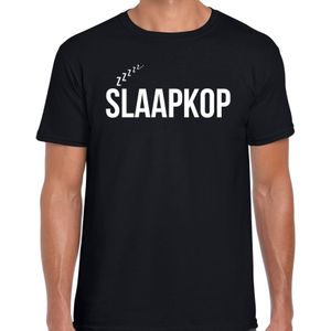Slaapkop  fun tekst slaapshirt / pyjama party shirt - zwart - heren - Grappig slaapshirt / slaap kleding t-shirt