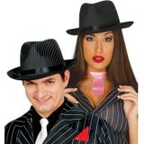 Gangster/Maffia/Capone verkleed set hoed - zwart - met witte stropdas en dikke vette sigaar