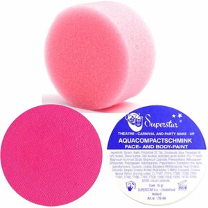 Superstar schmink kleur fuchsia roze 16 gram met rond grimeer sponsje - Schminken voor kinderen en volwassenen