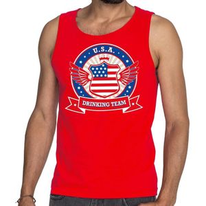 Rood USA drinking team tanktop / mouwloos shirt / tanktop / mouwloos shirt rood heren -  Amerika kleding