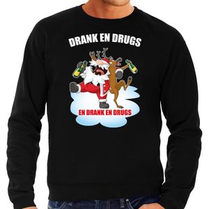 Foute Kerstsweater / Kerst trui Drank en drugs zwart voor heren - Kerstkleding / Christmas outfit