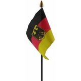 4x stuks duitsland vlag met adelaar supporters tafelvlaggetje 10 x 15 cm met standaard