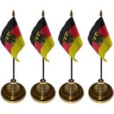 4x stuks duitsland vlag met adelaar supporters tafelvlaggetje 10 x 15 cm met standaard