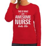 Awesome nurse - geweldige verpleegkundige / zuster cadeau t-shirt rood dames - beroepen shirts / Moederdag / verjaardag cadeau