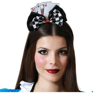 Verkleed haarband diadeem Casino thema - zwart/wit - meisjes/dames - met speelkaarten
