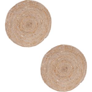 Set van 8x stuks rieten gevlochten placemats 38 cm rond - Keukenaccessoires