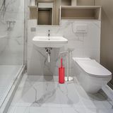 Spirella Badkamer accessoires set - WC-borstel/toiletrollen houder - metaal - rood/zilver - Luxe uitstraling