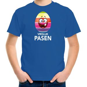 Paasei vrolijk Pasen t-shirt / shirt - blauw - kinderen - Paas kleding / outfit