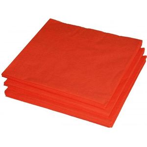 25x Oranje thema servetten 33 x 33 cm - Papieren wegwerp servetjes - Oranje versieringen/decoraties