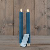 Anna's Collection LED dinerkaarsen - denim blauw - 2x st - 23 cm