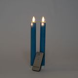 Anna's Collection LED dinerkaarsen - denim blauw - 2x st - 23 cm