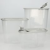 Voedselcontainer strooibus - grijs - 1,5 liter - kunststof - 19,5 x 9,5 x 17 cm