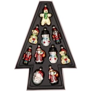 20x Kersthangers kerstfiguurtjes van glas 8 cm - Kerstversiering - Kerstmannen/sneeuwpoppen/beer/notenkraker
