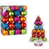 67x Gekleurde mix kunststof kerstballen pakket 3-4-6 cm - Kerstversiering/kerstboomversiering