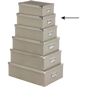 5Five Opbergdoos/box - 6x - beige - L32 x B21,5 x H12 cm - Stevig karton - Crocobox