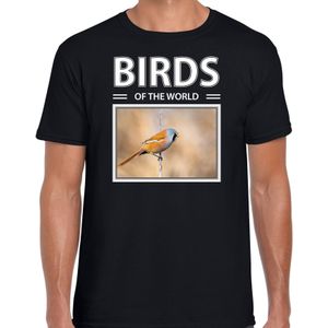 Dieren foto t-shirt Baardmannetje vogel - zwart - heren - birds of the world - cadeau shirt Baardmannetjes liefhebber