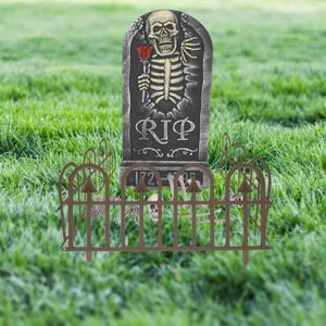Complete horror tuin decoratie set kerkhof met grafsteen en hekjes - Halloween feest decoratie