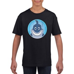 Kinder t-shirt zwart met vrolijke haai print - haaien shirt - kinderkleding / kleding