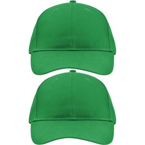 2x stuks 6-panel baseball groene caps/petjes