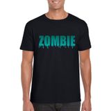 Halloween zombie tekst t-shirt zwart heren - Halloween kostuum