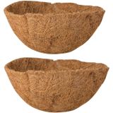 2x stuks voorgevormde inlegvellen kokos voor hanging basket 25 cm - kokosinleggers / plantenbak van kokos