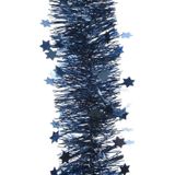 Set van een kerst ster piek en 2x stuks kerstslingers donkerblauw 270 x 10 cm - Kerstversiering