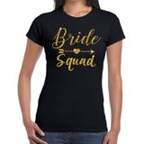 Bride Squad Cupido goud glitter tekst t-shirt zwart dames - dames shirt Bride Squad- Vrijgezellenfeest kleding