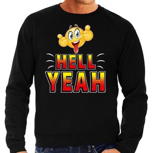 Funny emoticon sweater Hell yeah zwart voor heren - Fun / cadeau trui