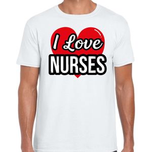 I love nurses verkleed t-shirt wit - heren - Verkleed outfit / kleding