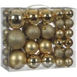 46x stuks kunststof kerstballen goud 4, 6 en 8 cm - Kerstboomversiering/boomversiering/kerstversiering