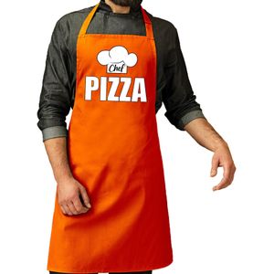 Chef pizza schort / keukenschort oranje heren - Koningsdag/ Nederland/ EK/ WK