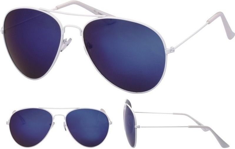 Interactie Microbe opblijven Pilotenbril wit met blauwe glazen voor volwassenen - Piloten zonnebrillen  dames/heren kopen? Vergelijk de beste prijs op beslist.nl