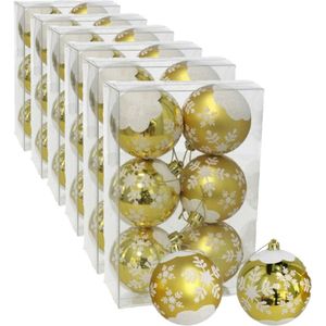 36x stuks gedecoreerde kerstballen goud kunststof diameter 6 cm - Kerstboom versiering